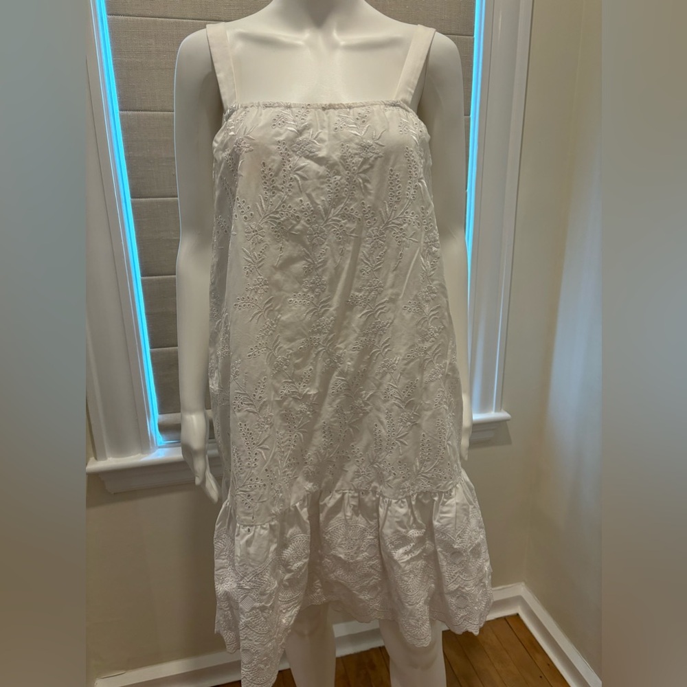 Adam Lippes White Eyelet and Lace Dress - Size 0